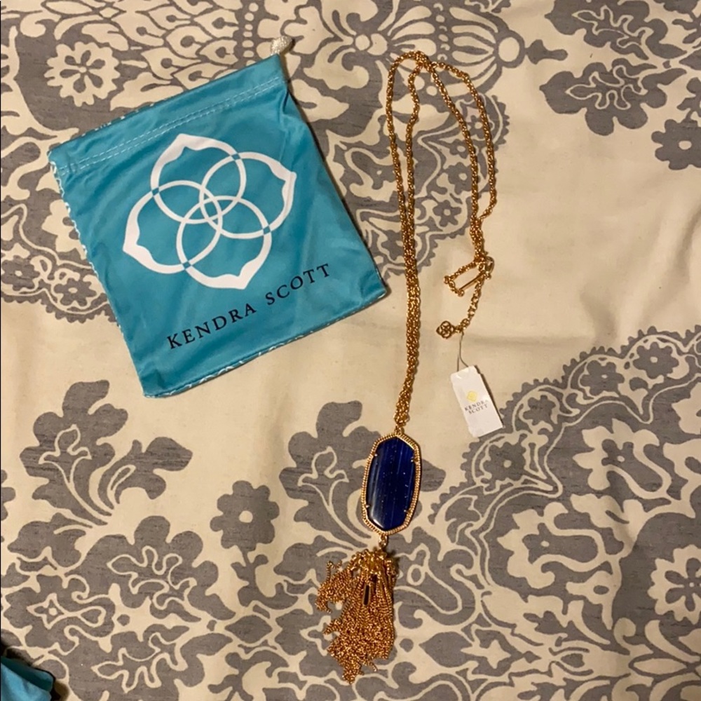 Kendra Scott Rayne necklace blue rose gold